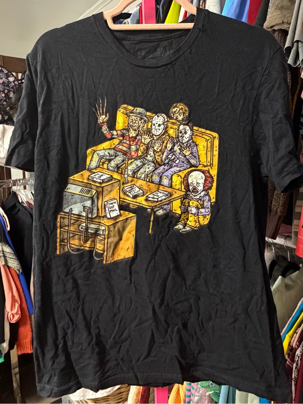 Threadless Men’s size medium T-shirt Black It Freddy Krueger Saw Horror Movies